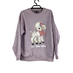 Forever 21 Sweatshirt Sheep Graphic Lil Baa-ddie Size M Purple